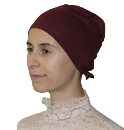 Ipekce Underscarf Cotton Hijab Bonnet Underscarf - Burgundy Red - Modefa 