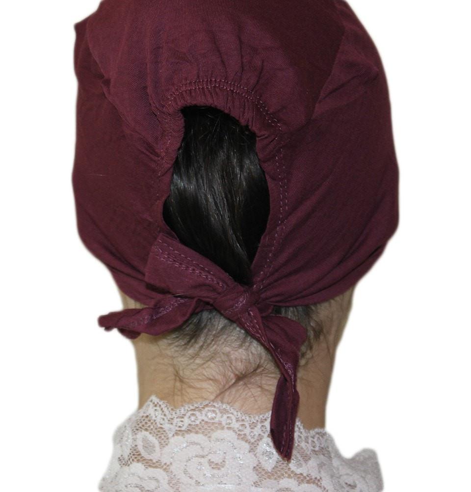 Ipekce Underscarf Cotton Hijab Bonnet Underscarf - Burgundy Red - Modefa 