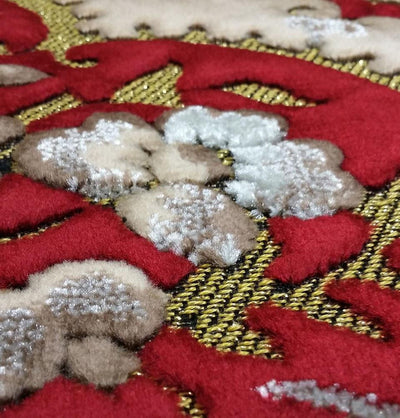 Ismen Prayer Rug Plush Beige & Red Floral Vase Prayer Rug - Modefa 