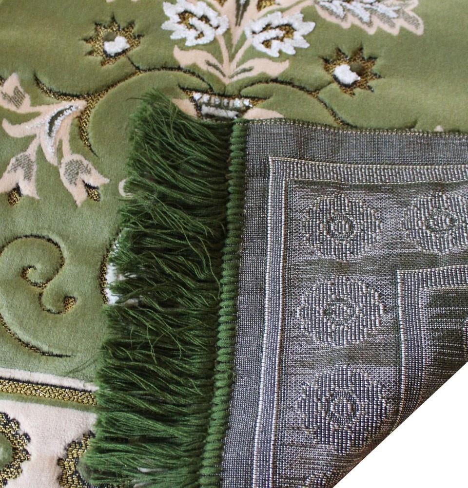 Ismen Prayer Rug Plush Green & Creme Floral Daisy Vase Prayer Rug - Modefa 
