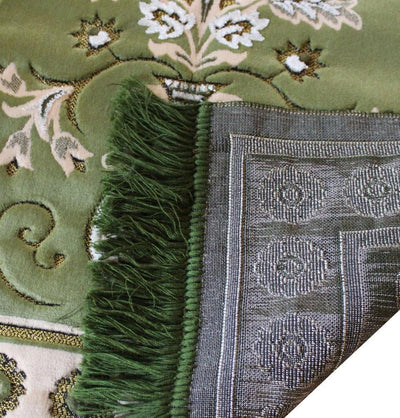 Ismen Prayer Rug Plush Green & Creme Floral Daisy Vase Prayer Rug - Modefa 