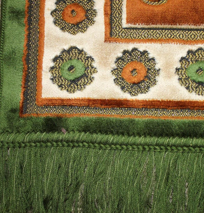 Ismen Prayer Rug Plush Orange & Green Floral Daisy Vase Prayer Rug - Modefa 