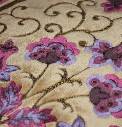 Ismen Prayer Rug Plush Purple & Creme Floral Daisy Vase Prayer Rug - Modefa 