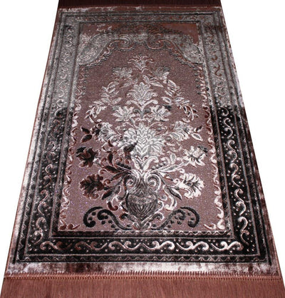 Ismen Prayer Rug Plush Luxury Floral Vase Prayer Rug 21214 - Modefa 