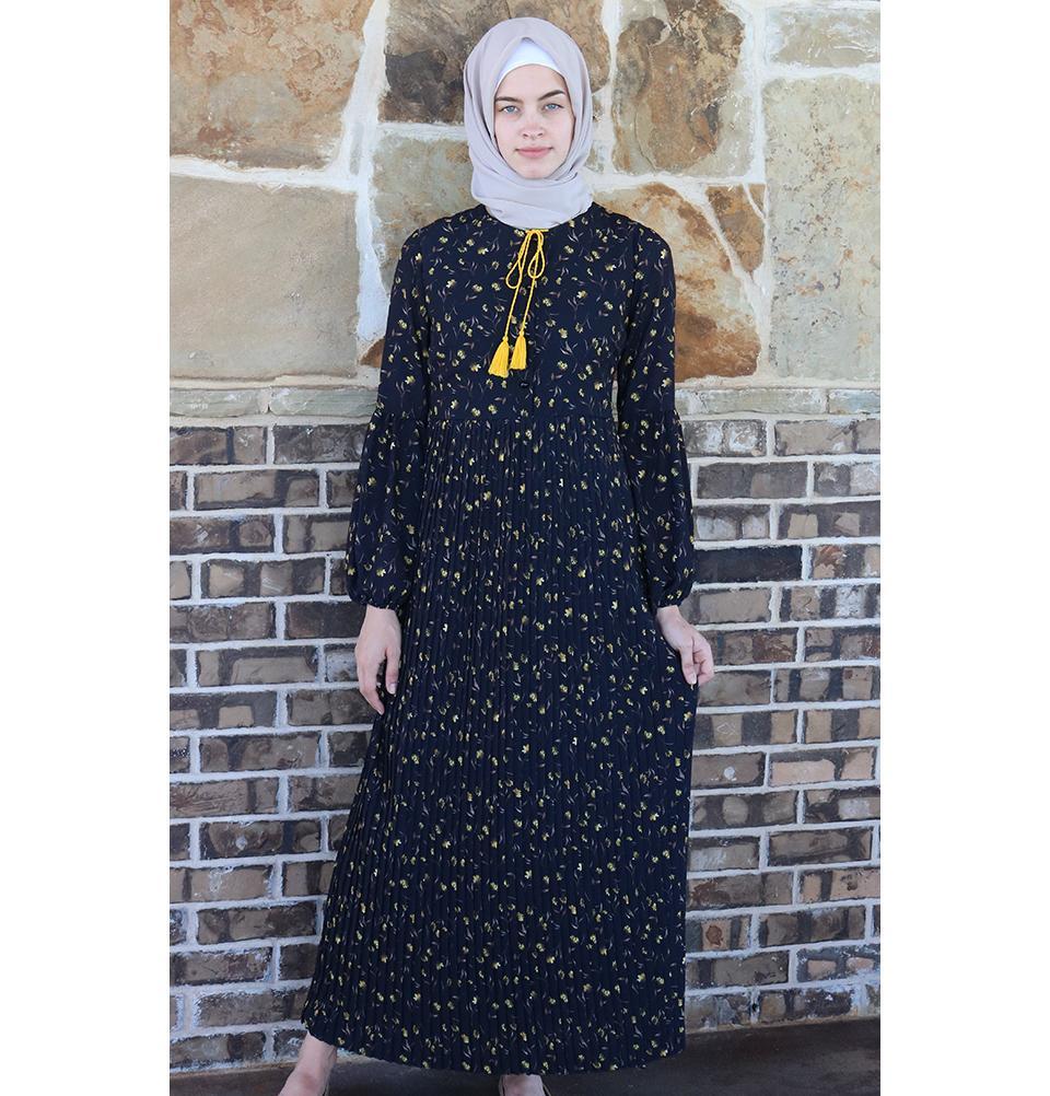 Loreen Modest Floral Dress 2612 Black