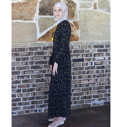 Loreen Modest Floral Dress 2612 Black