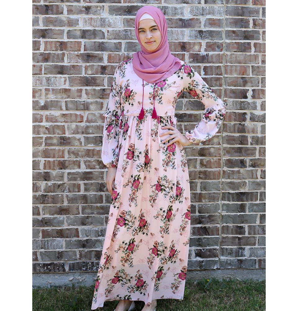 Loreen Modest Floral Dress 2610 Pink