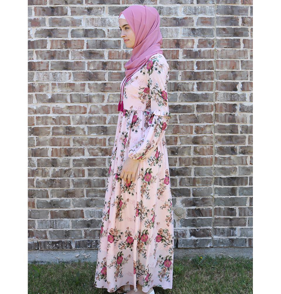 Loreen Modest Floral Dress 2610 Pink