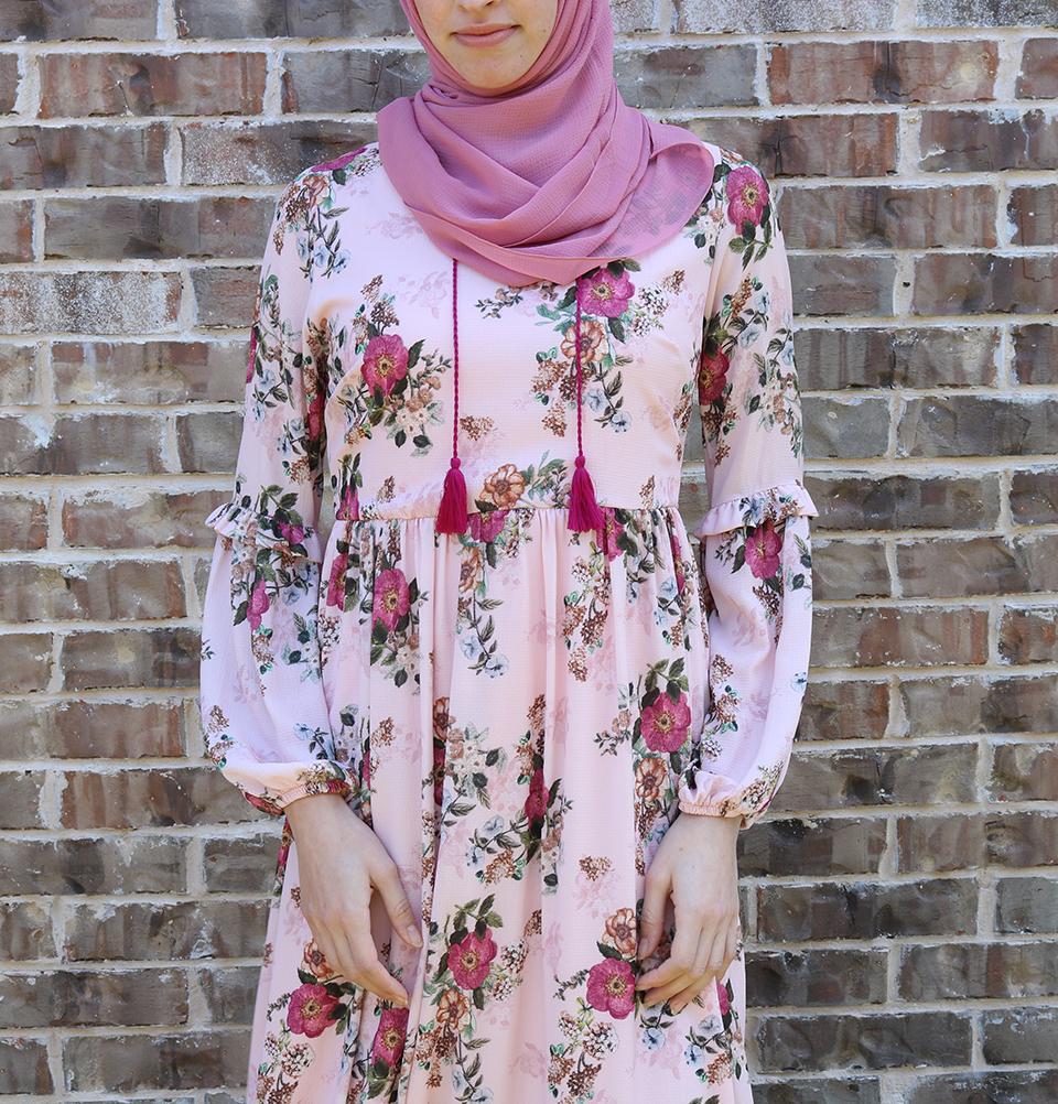 Loreen Modest Floral Dress 2610 Pink