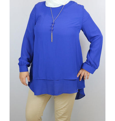 Loreen Modest Plus Size Tunic 9014 Royal Blue