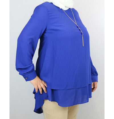 Loreen Modest Plus Size Tunic 9014 Royal Blue