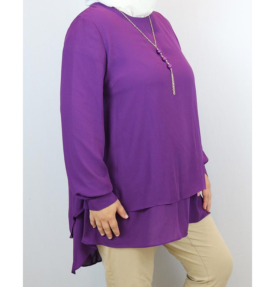 Loreen Modest Plus Size Tunic 9014 Purple