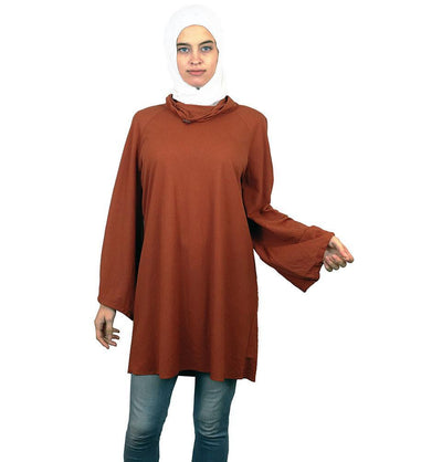 Loreen Tunic Loreen Modest Oversized Tunic 20086 Burnt Orange