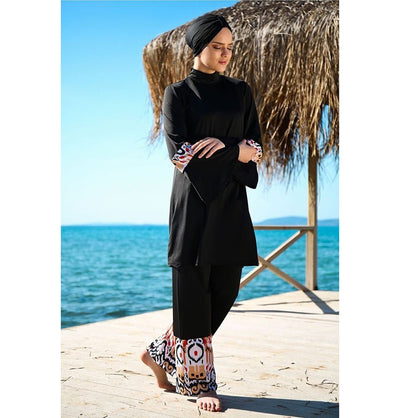 Marina Mayo Swimsuit Two Piece Full Coverage Modest Swimsuit - 1961 Black