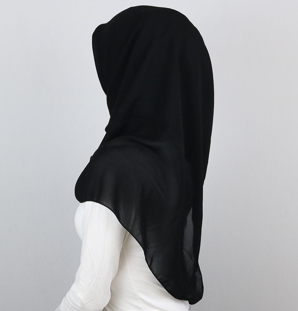Medine Square Solid Chiffon Hijab Scarf Black