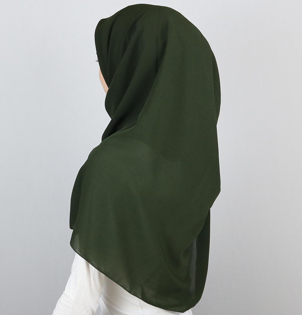 Medine Square Solid Chiffon Hijab Scarf Dark Green