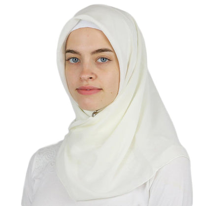 Medine Square Solid Chiffon Hijab Scarf Ivory