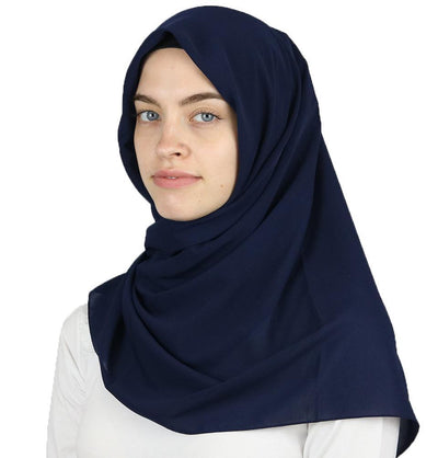 Medine Square Solid Chiffon Hijab Scarf Blue