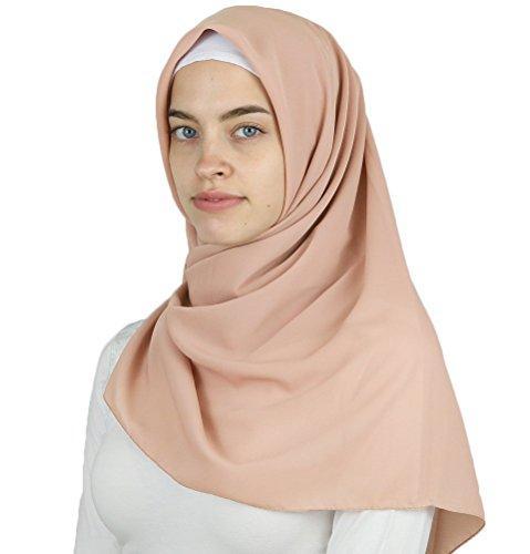 Medine Square Solid Chiffon Hijab Scarf - Peach