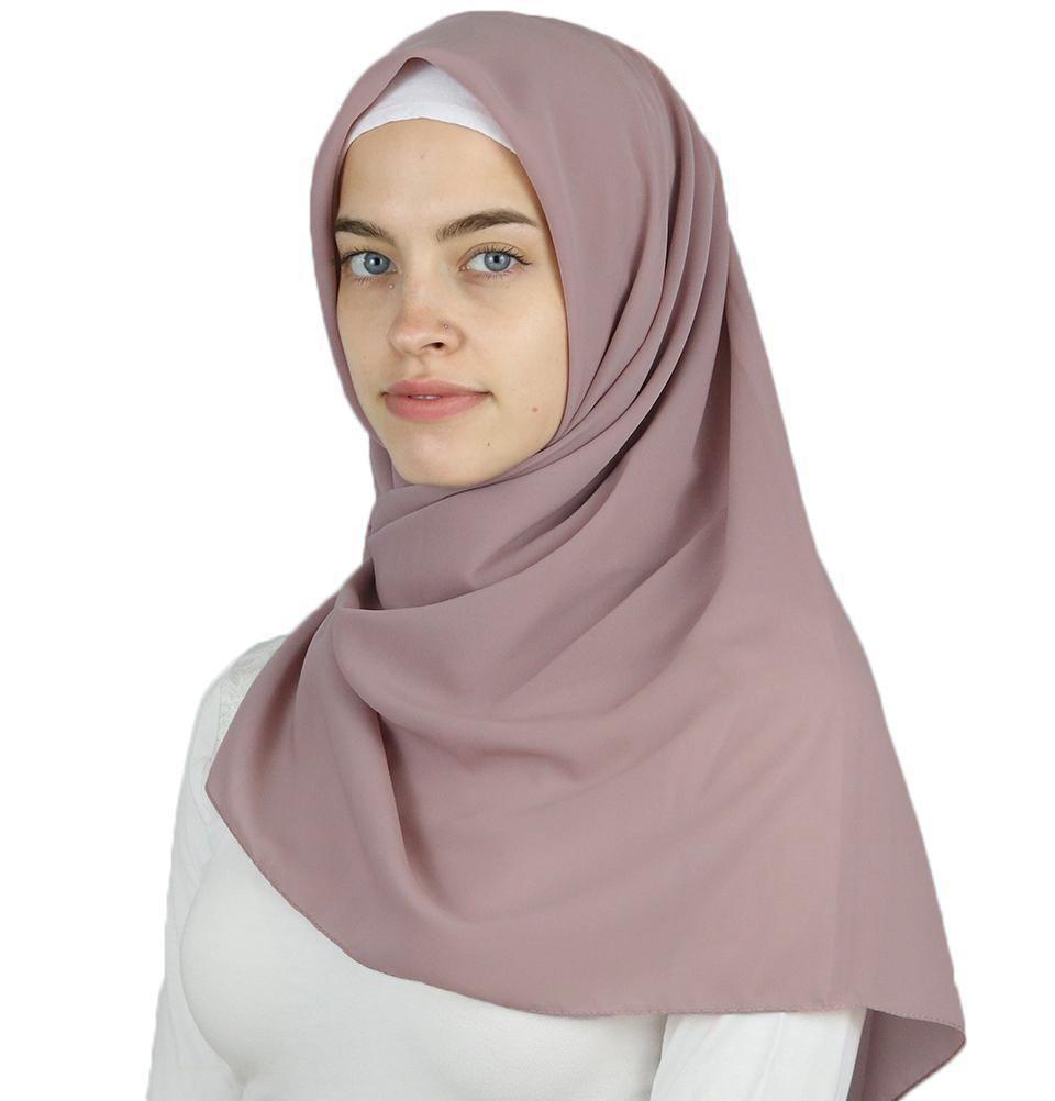 Medine Square Solid Chiffon Hijab Scarf Pale Mauve