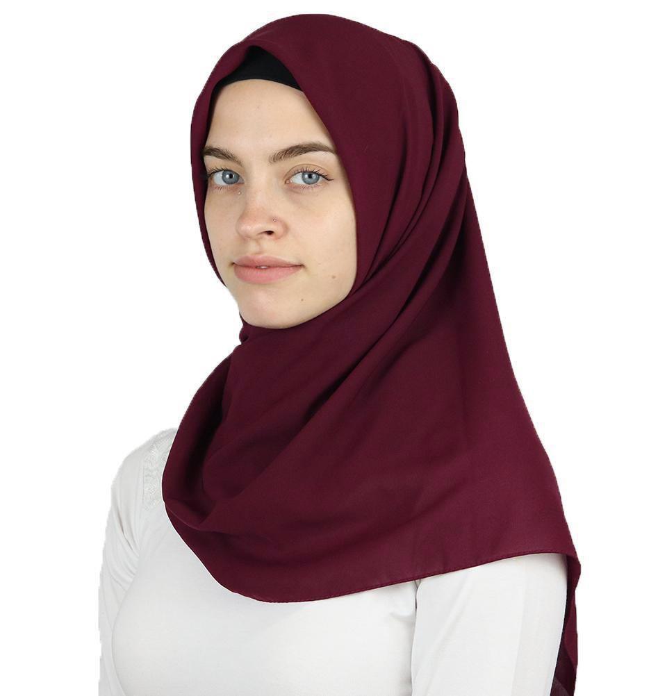 Medine Square Solid Chiffon Hijab Scarf Red