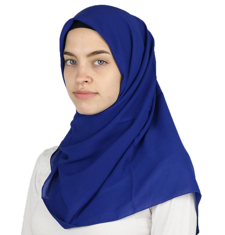 Medine Square Solid Chiffon Hijab Scarf Royal Blue