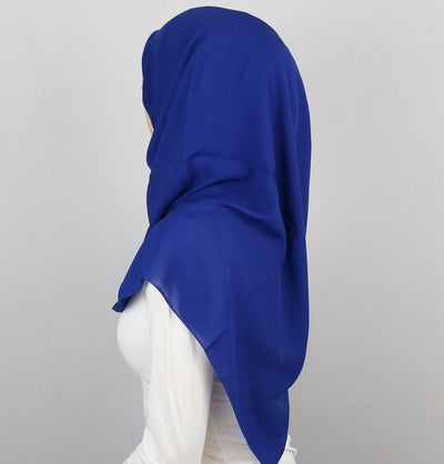 Medine Square Solid Chiffon Hijab Scarf Royal Blue