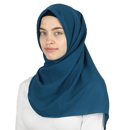 Medine Square Solid Chiffon Hijab Scarf Teal Blue
