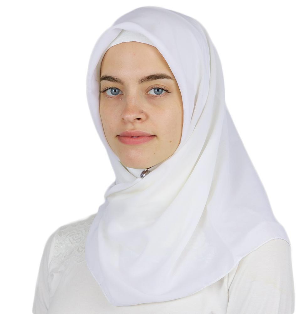 Medine Square Solid Chiffon Hijab Scarf White