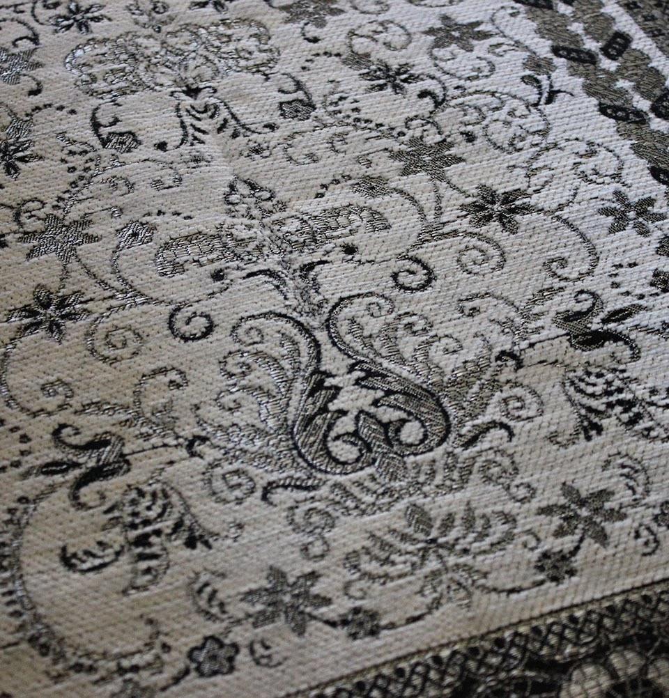 Mercan Prayer Rug Chenille Islamic Prayer Mat with Metallic Ottoman Design with Box Grey - Modefa 