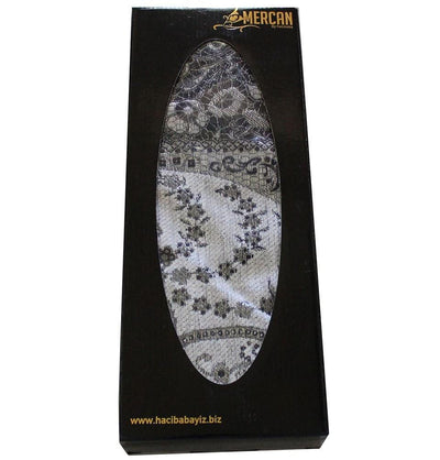 Mercan Prayer Rug Chenille Islamic Prayer Mat with Metallic Ottoman Design with Box Grey - Modefa 