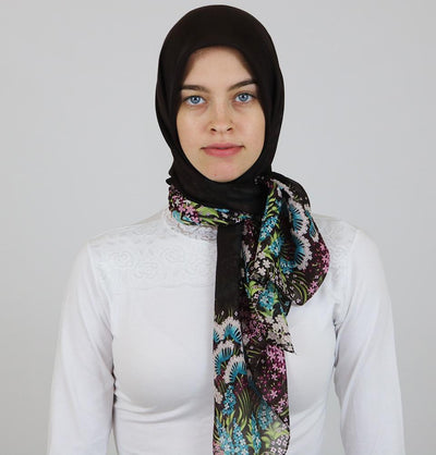 Miss Ipek scarf Turkish Yazma Square Hijab - Solid Brown - Modefa 
