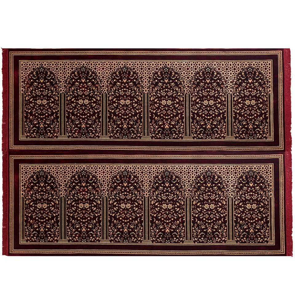 Modefa 12 Person: 86.6 x 118in Modefa Turkish Islamic Prayer Rug - Multi Person Janamaz Sajada for Family or Mosque - Large Gathering & Group Praying Carpet - Wide Velvet Praying Mat