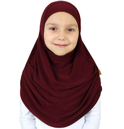 Modefa Amirah hijab Firdevs Girl's Practical Hijab Scarf & Bonnet Dark Red