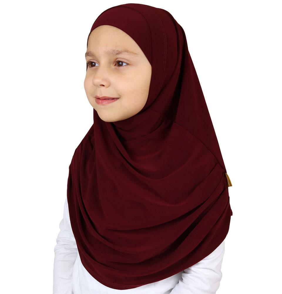 Modefa Amirah hijab Firdevs Girl's Practical Hijab Scarf & Bonnet Dark Red