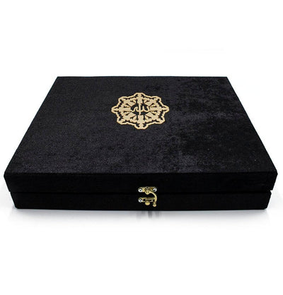 Modefa Book Black Deluxe Modefa Turkish Islamic Luxury Velvet Gift Box Prayer Mat and Quran 6 Piece Set