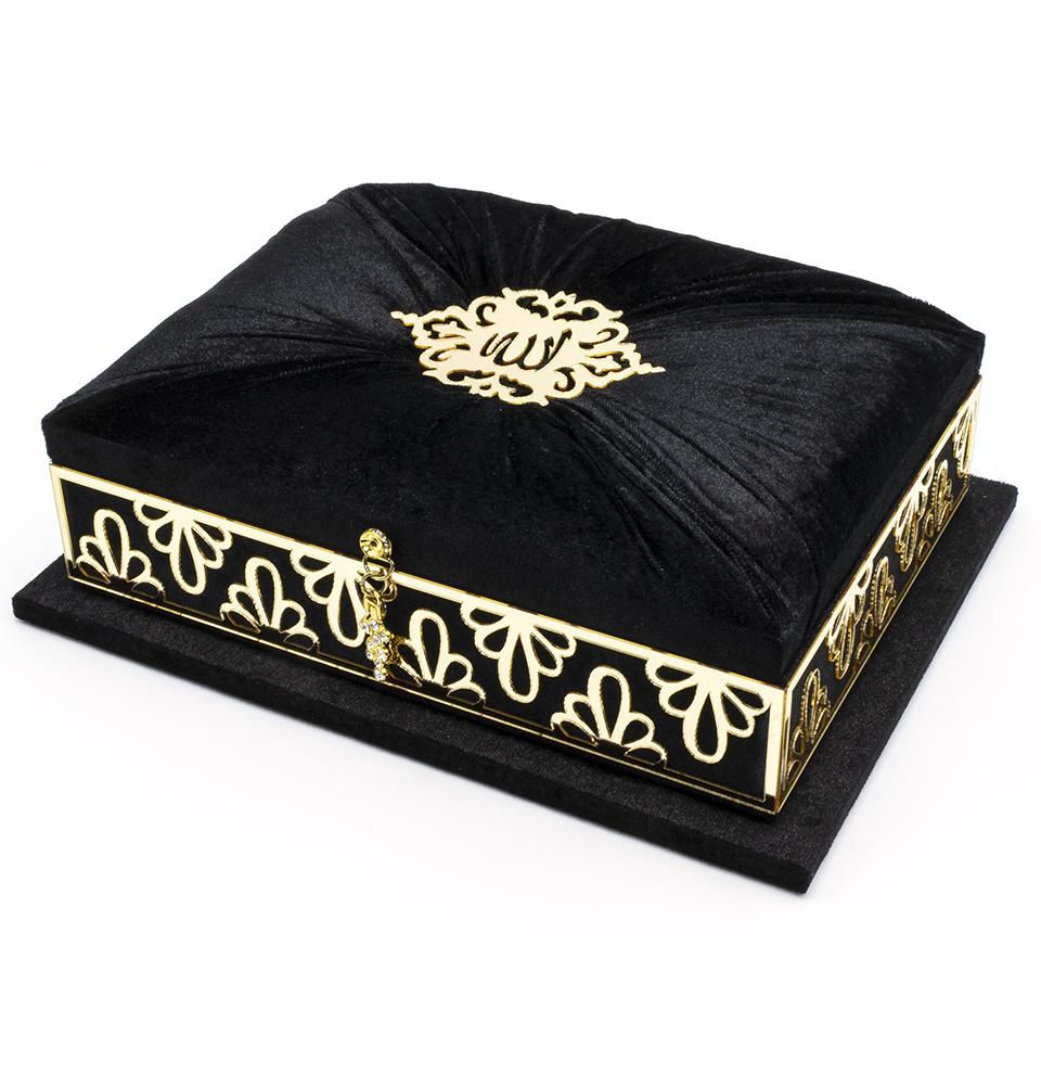 Modefa Book Black Holy Quran in Keepsake Velvet Gift Case - Black