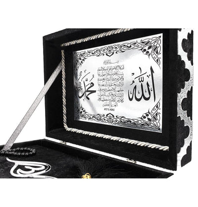 Modefa Book Black Holy Quran in Keepsake Velvet Gift Case - Black