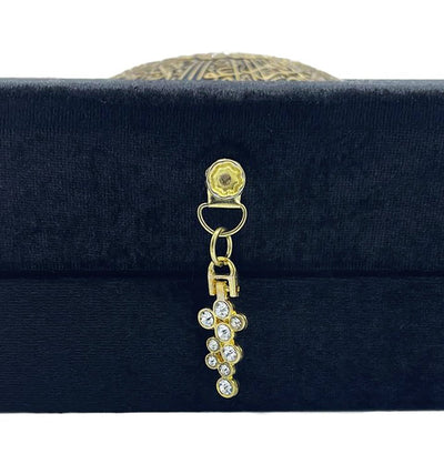 Modefa Book Black Luxury Islamic Gift Set - Velvet Box with Quran and Luxury Velvet Prayer Rug - Black