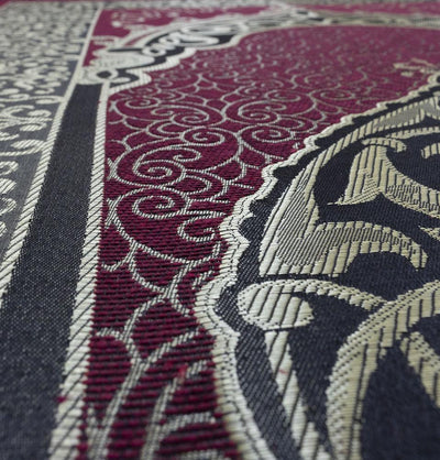 Modefa Book Burgundy Gift Set - Prayer Rug, Dua Book and Prayer Beads in Satin Bag - Burgundy