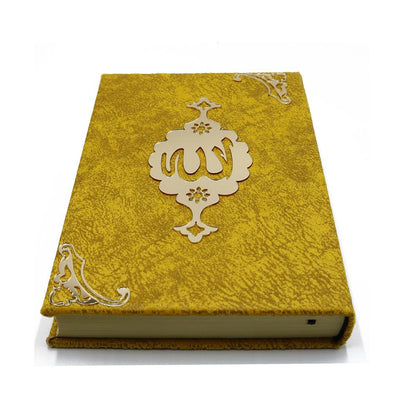 Modefa Book Golden Yellow Holy Quran in Velvet Gift Bag with Prayer Beads - Golden Yellow