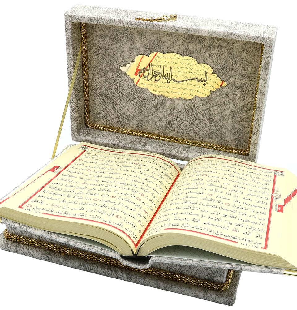 Modefa Book Grey Holy Quran in Keepsake Velvet Gift Case - Grey