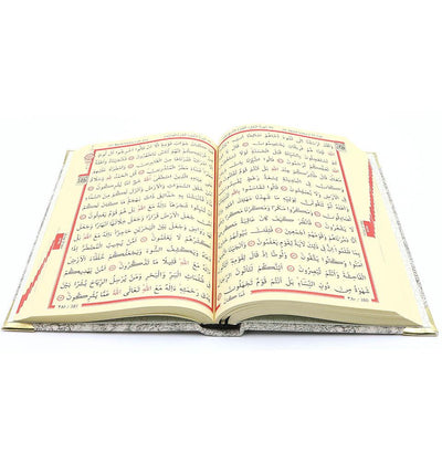 Modefa Book Grey Holy Quran in Keepsake Velvet Gift Case - Grey