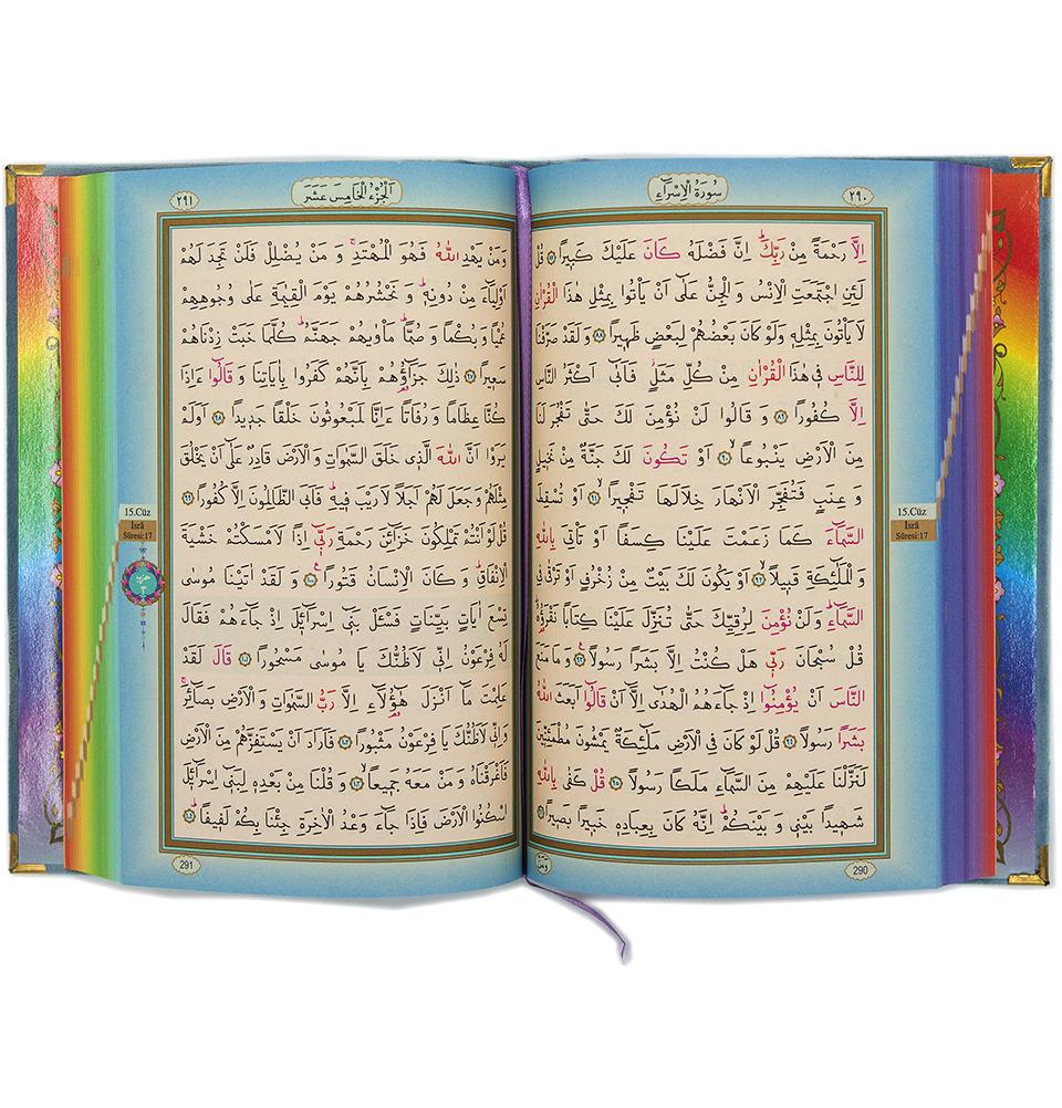 Modefa Book Light Blue Rainbow Quran with Velvet Cover - Light Blue