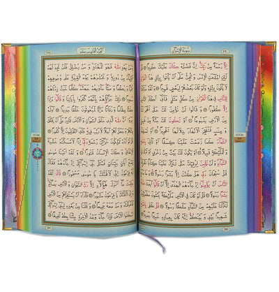 Modefa Book Light Blue Rainbow Quran with Velvet Cover - Light Blue