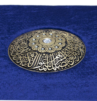 Modefa Book Navy Blue Luxury Islamic Gift Set - Velvet Box with Quran and Luxury Velvet Prayer Rug - Blue