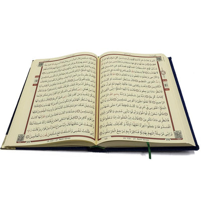 Modefa Book Navy Blue Luxury Islamic Gift Set - Velvet Box with Quran and Luxury Velvet Prayer Rug - Blue