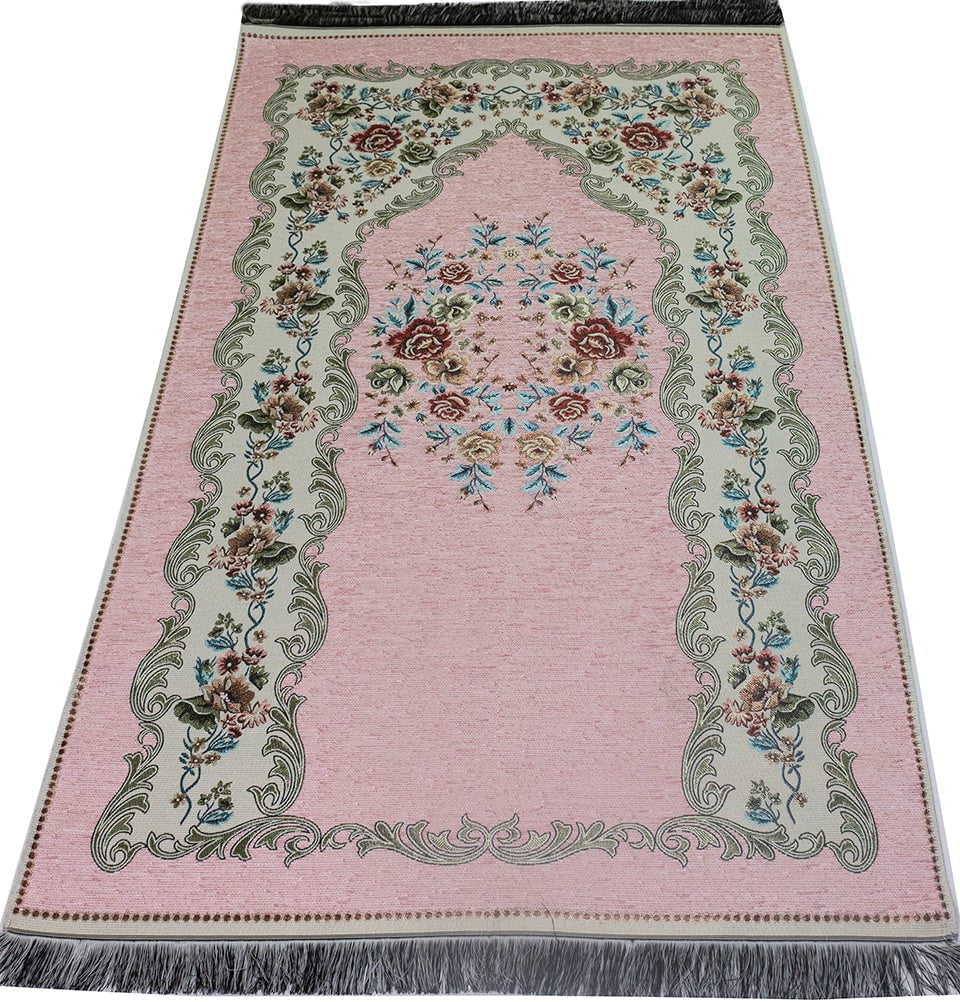 Modefa Book Pink Gift Set - Prayer Rug, Dua Book and Prayer Beads in Satin Bag - Pink