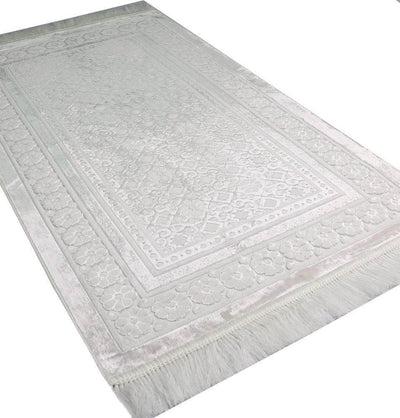 Modefa Book White Luxury Islamic Gift Set - Velvet Box with Quran and Luxury Velvet Prayer Rug - White