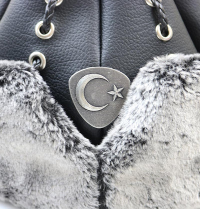 Child Ottoman Bork Ertugrul Fur Leather Hat Crescent Moon #2017C